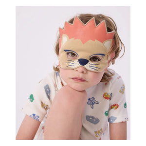Petit Bateau - Organik Pamuklu Aslan Maskeli ve Kısa Pijama Takımı | Beyaz