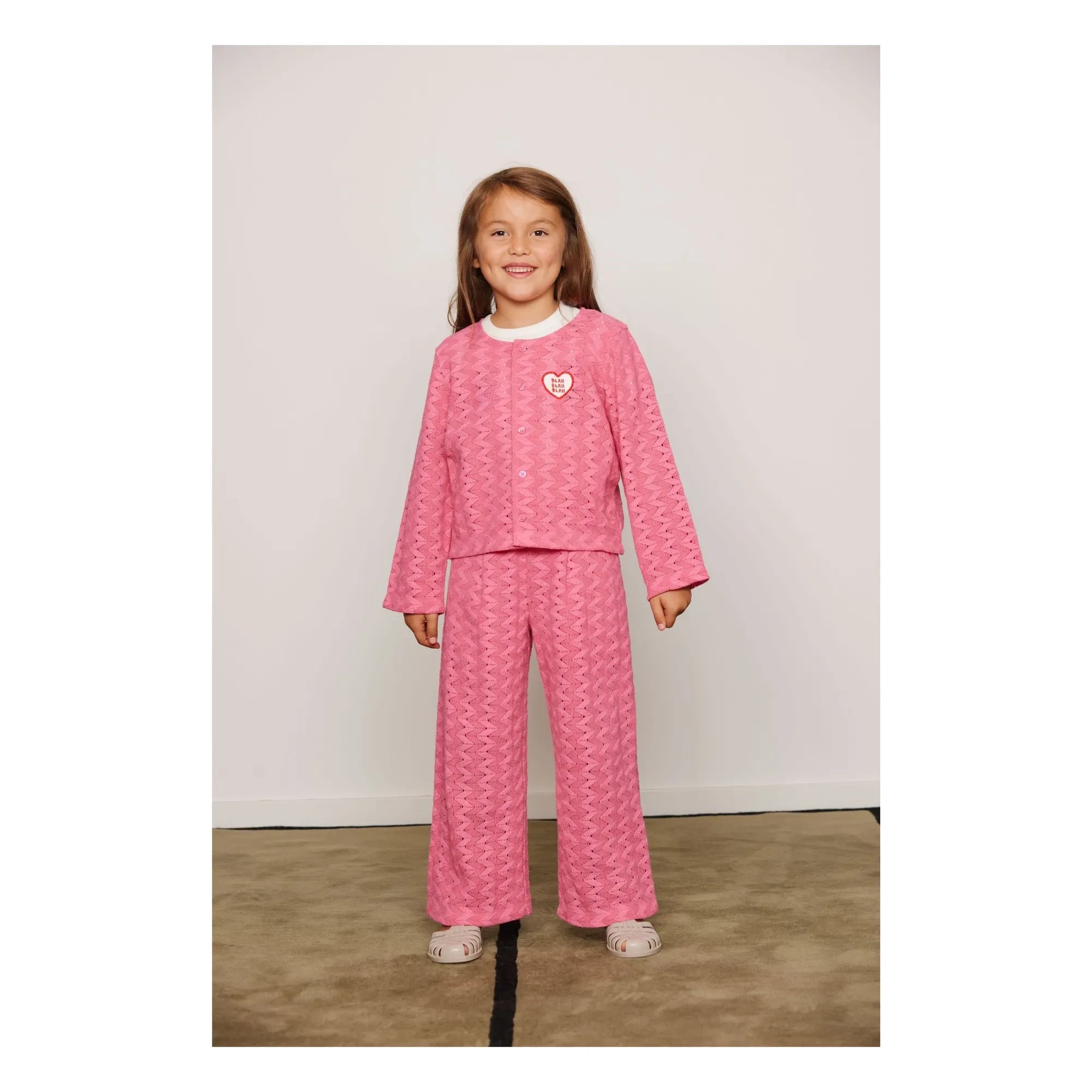 Mini Rodini - Organik pamuk dantel hırka | Pembe