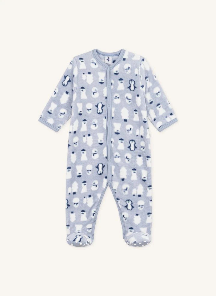 Petit Bateau - Polar Kardan Adamlar Tulum Pijama | Gri Mavi