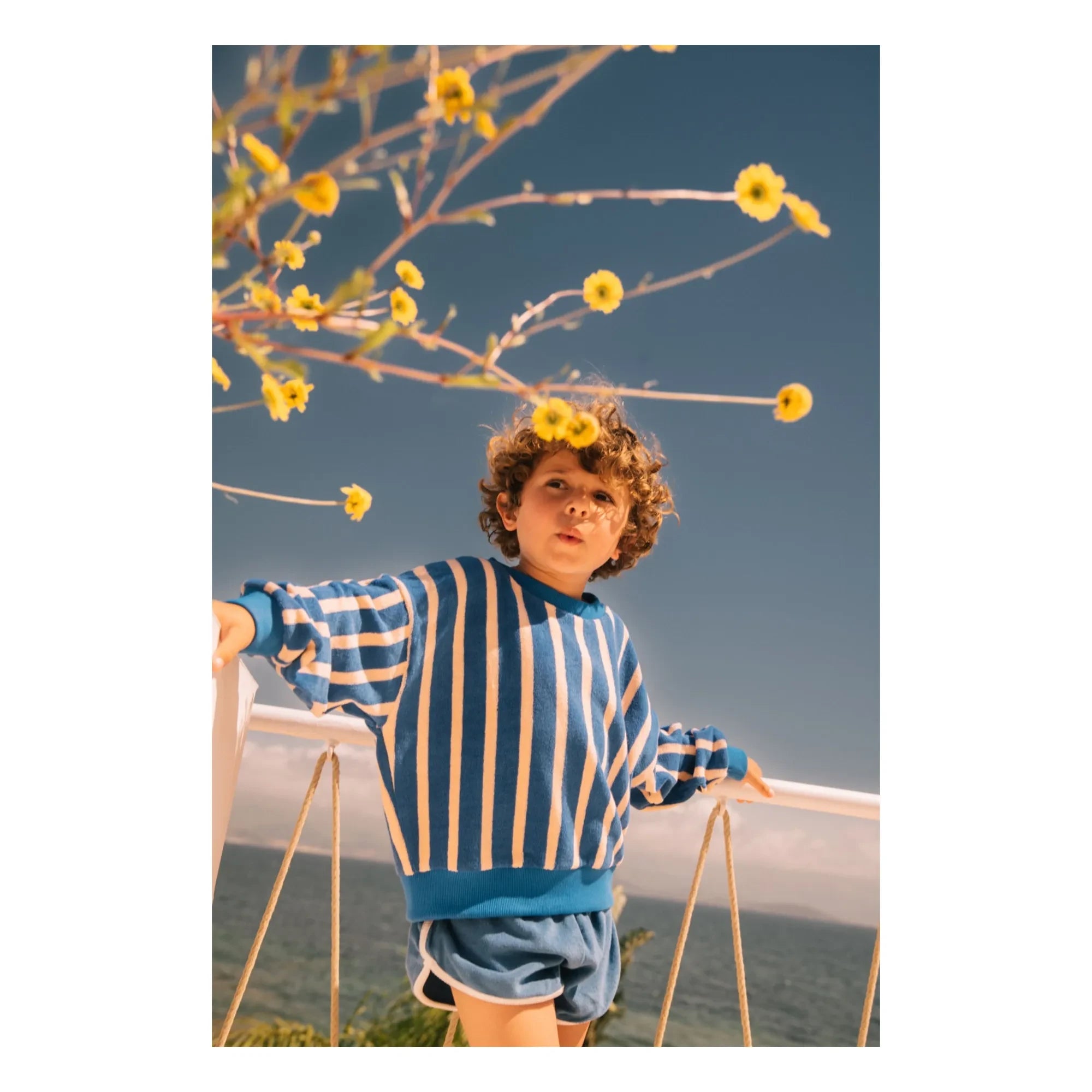 We Are Kids - Çizgili organik pamuklu havlu sweatshirt | Mavi