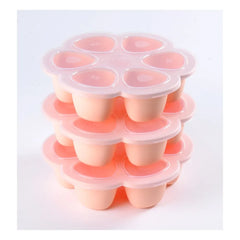 Béaba - Çok Bölmeli Silikon Tabak 6x150 ml | Açık Pembe