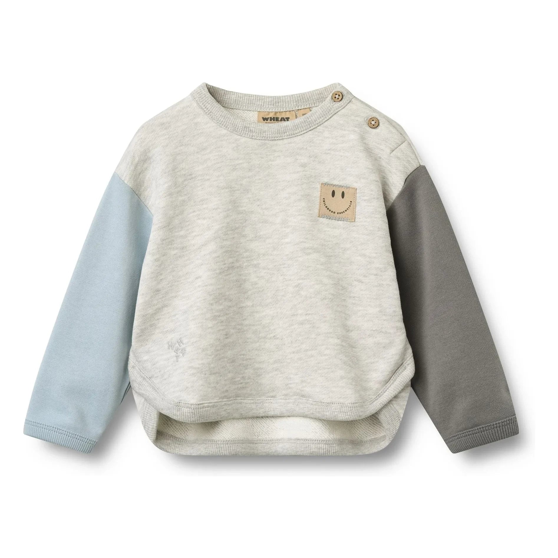 Wheat - Emery Smiley organik pamuklu sweatshirt | Gri melanj