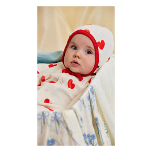 Mini Rodini - Béguin Kalp Desenli Organik Pamuk | White