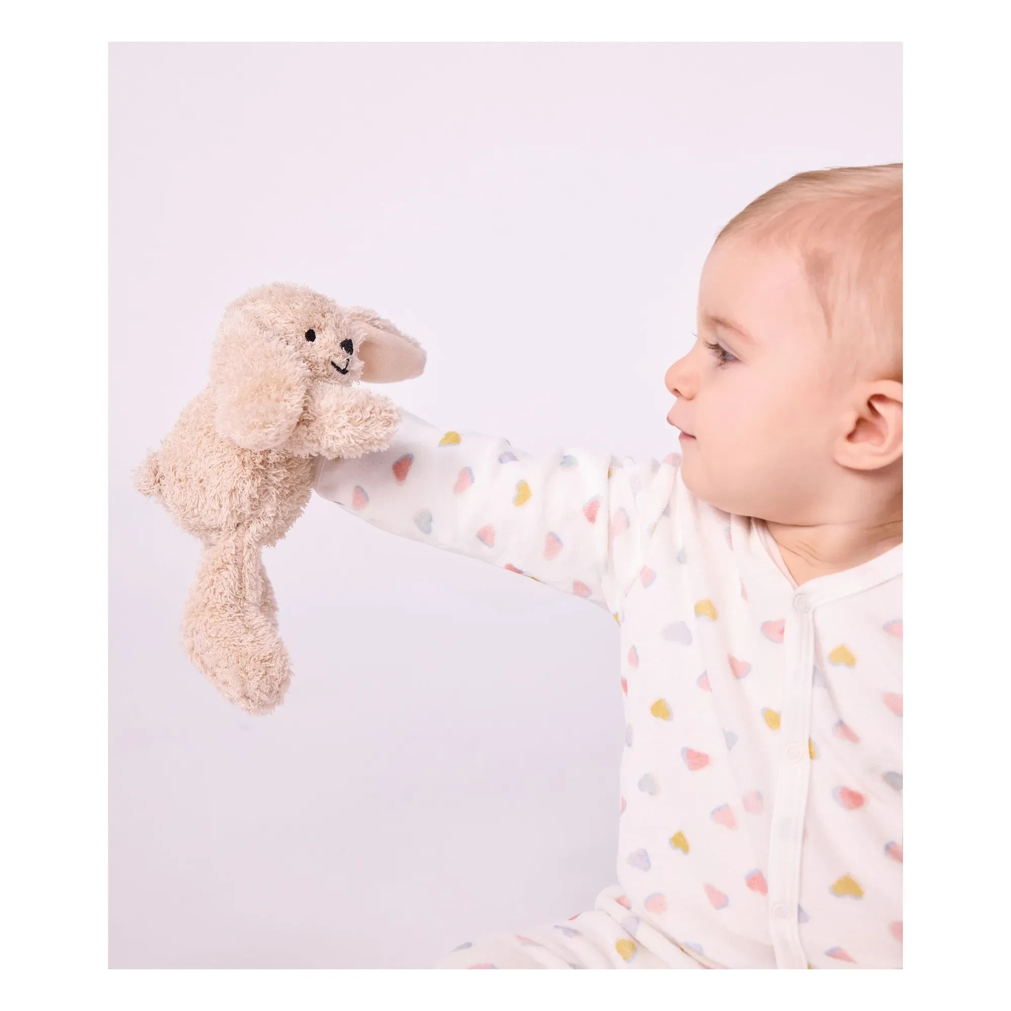 Petit Bateau - Dors Bien Cœurs Bouclette Kadife Pamuklu Pijama | Beyaz