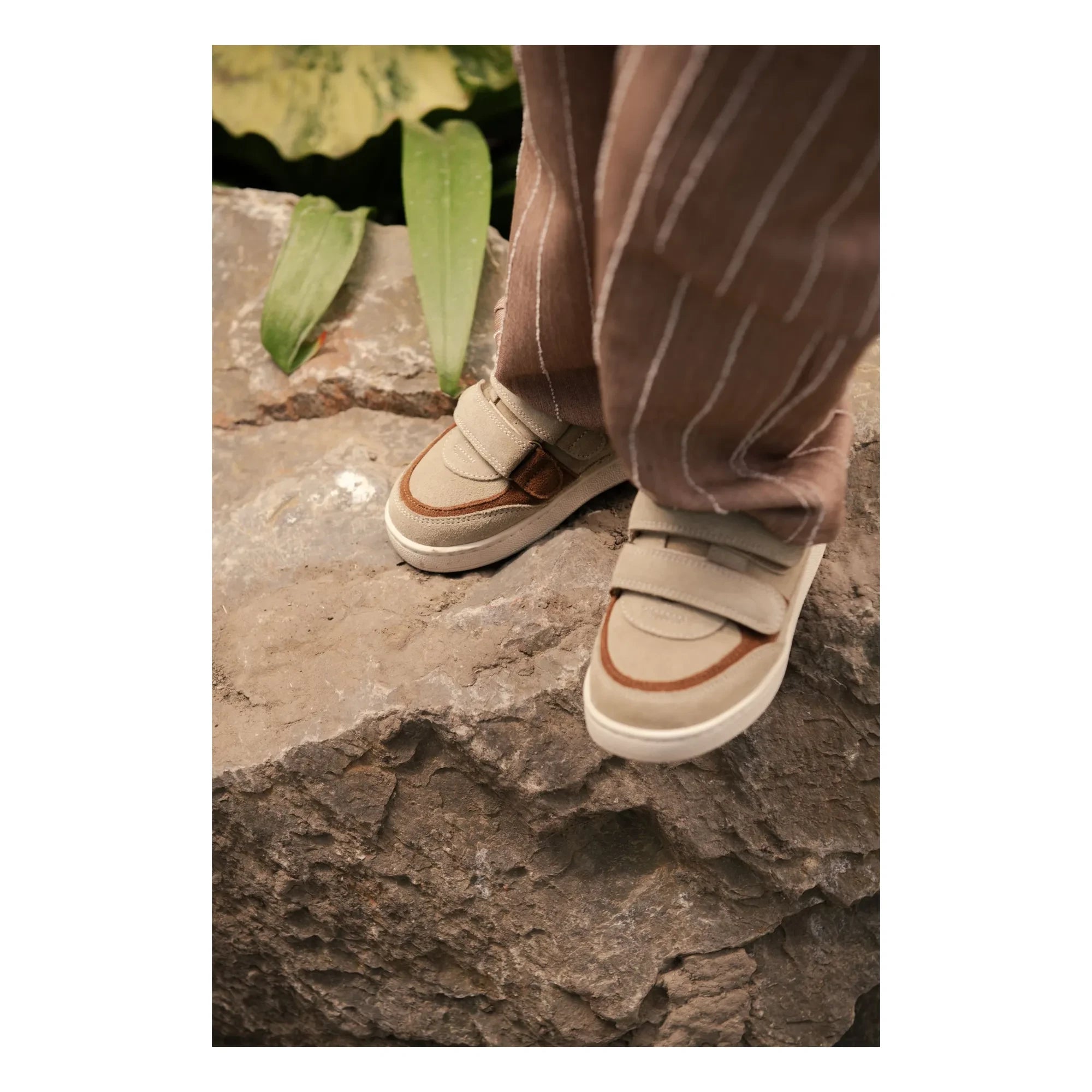 Donsje - Rinon Ayı Süet Çizikli Sneakers | Bej