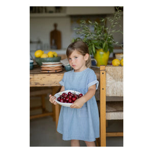 1+ in the family - Çizgili Margalida Denim Elbise Organik Pamuk | Açık Mavi