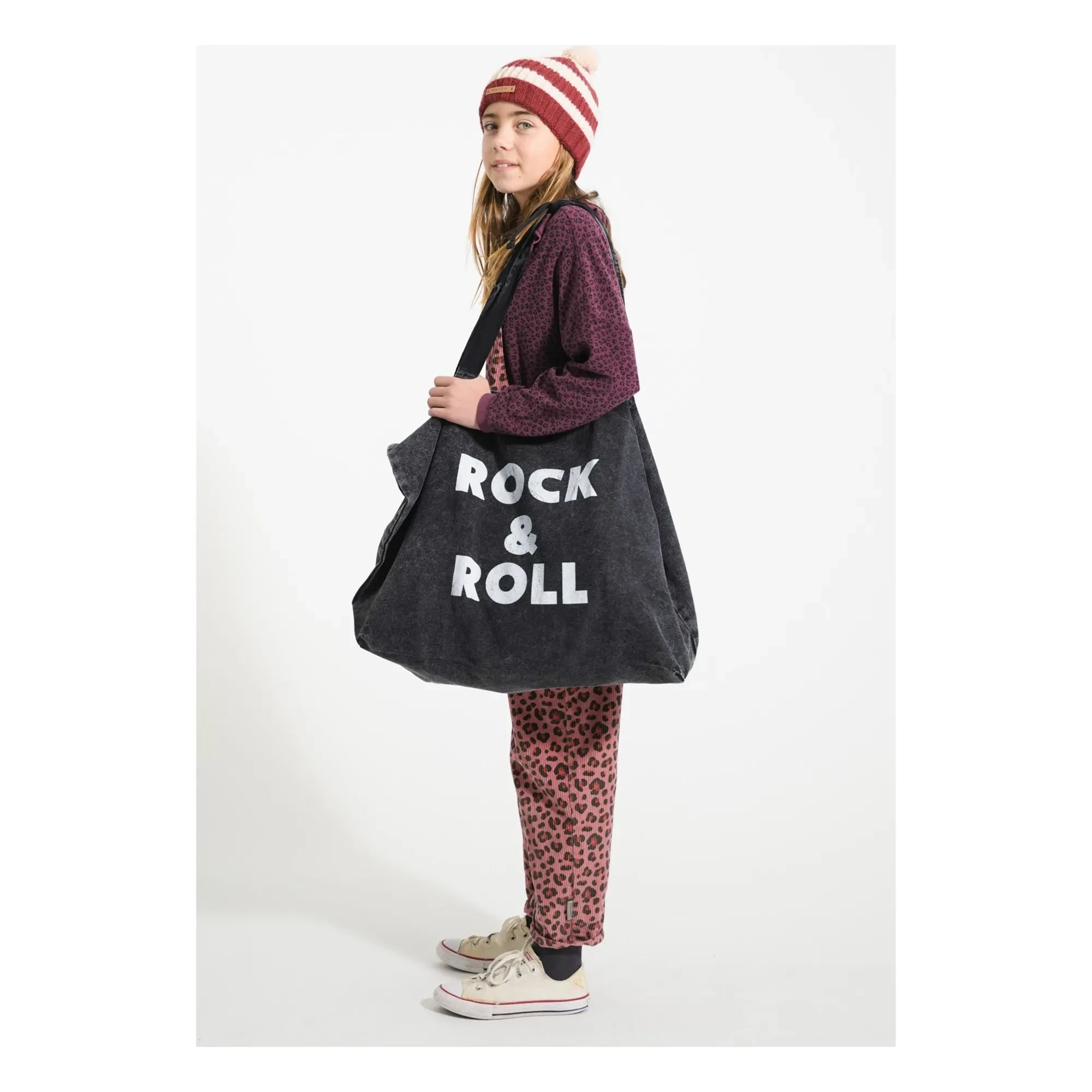 Piupiuchick - Fırfırlı Yaka Sweatshirt Leopard Organik Pamuk | Aubergine