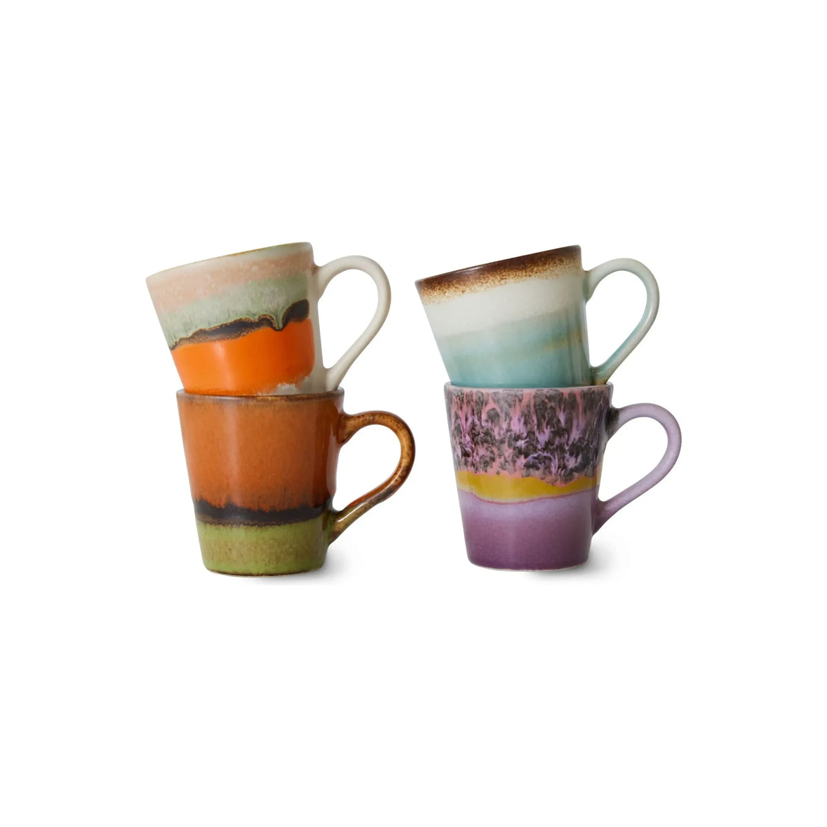 HKliving - Taş Seramik Kupalar - 4'lü Set