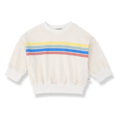 1+ in the family - Santanyi Çizgili Havlu Sweatshirt | Beyaz
