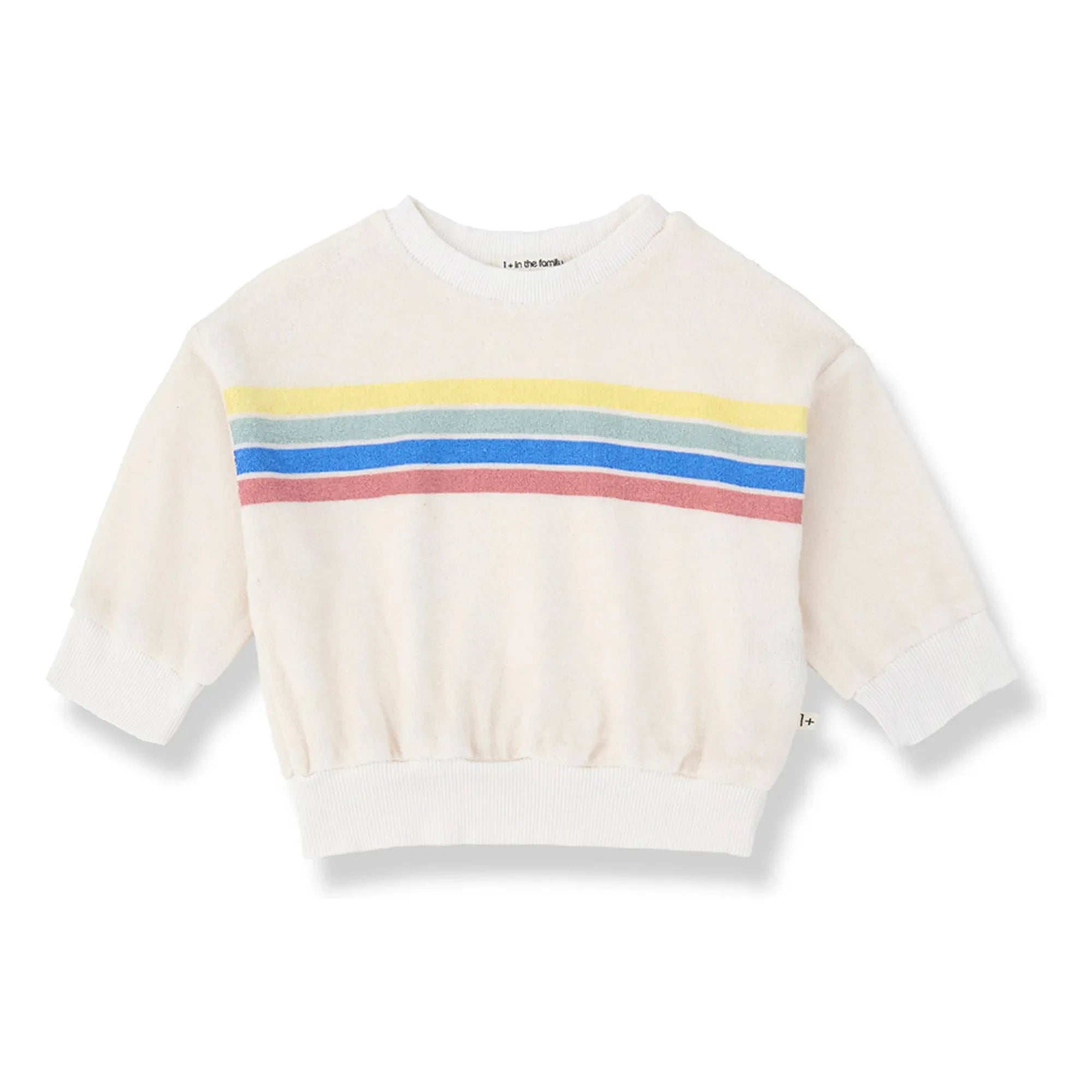 1+ in the family - Santanyi Çizgili Havlu Sweatshirt | Beyaz