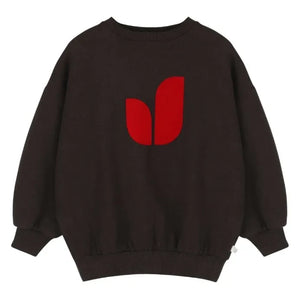 Jenest - Pippa Organik Pamuklu Melanj Sweatshirt | Koyu Kahverengi