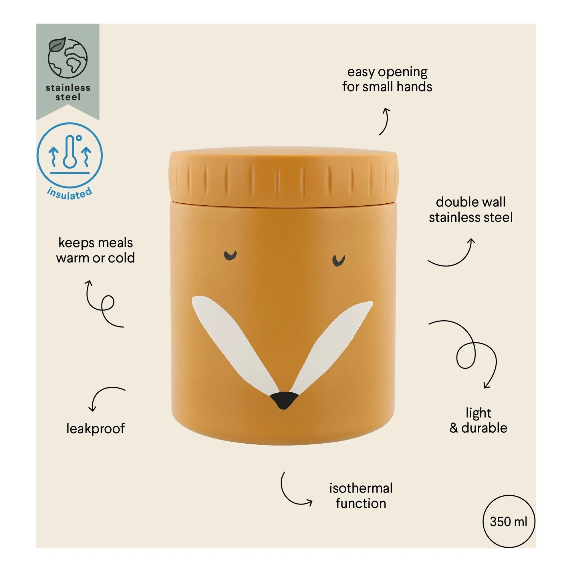Trixie - İzotermal öğle yemeği kutusu 350 ml Mr Fox | Turuncu