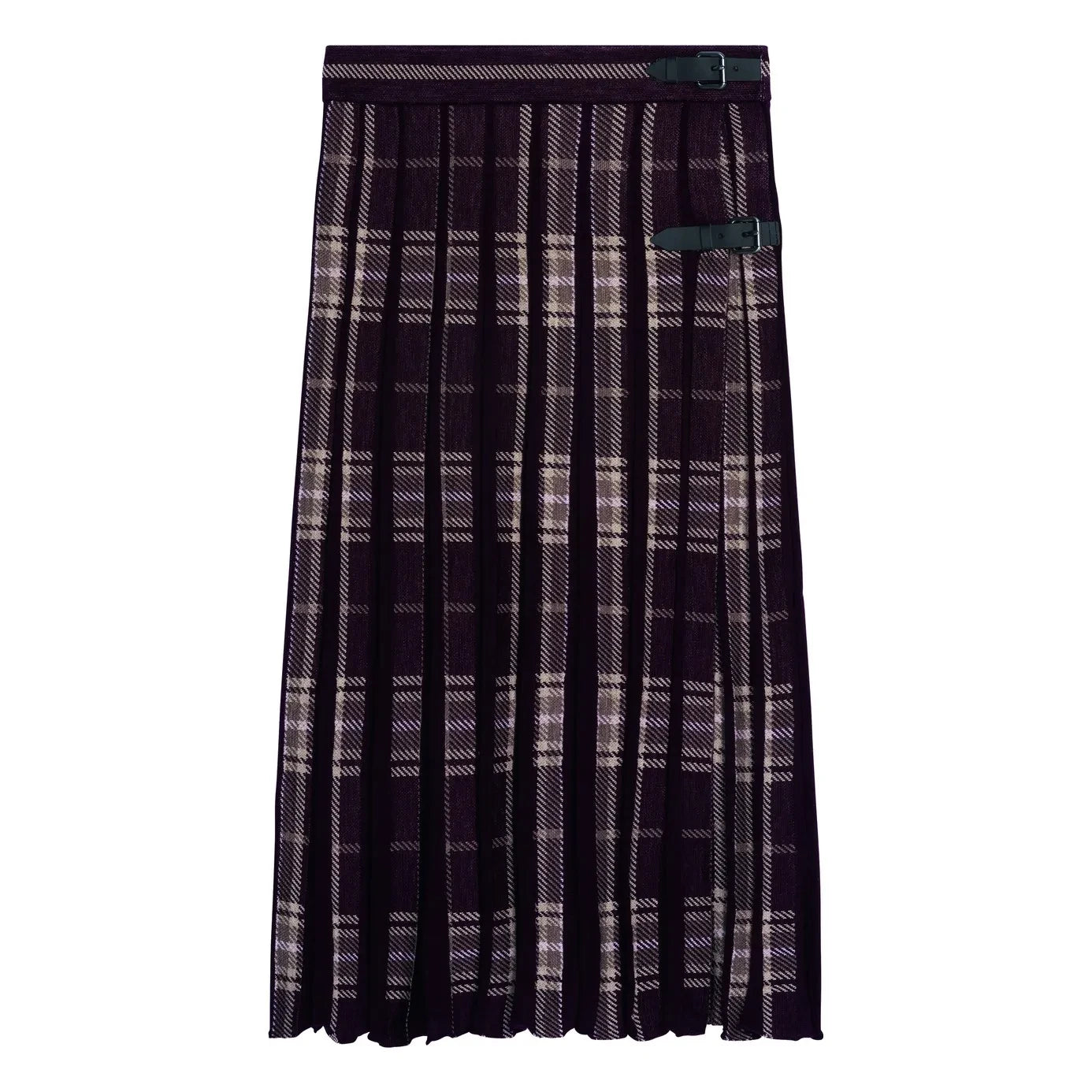 Bompard - Pileli Ekose Yün Kilt Etek | Garnet