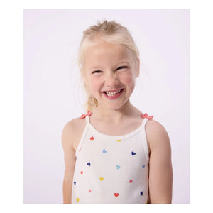 Petit Bateau - Kalp Baskılı Kısa Pijama Atlet | Beyaz