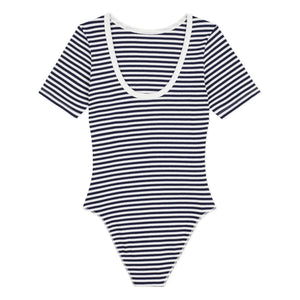 Petit Bateau - Çizgili Fitilli Organik Pamuk Badi | Lacivert