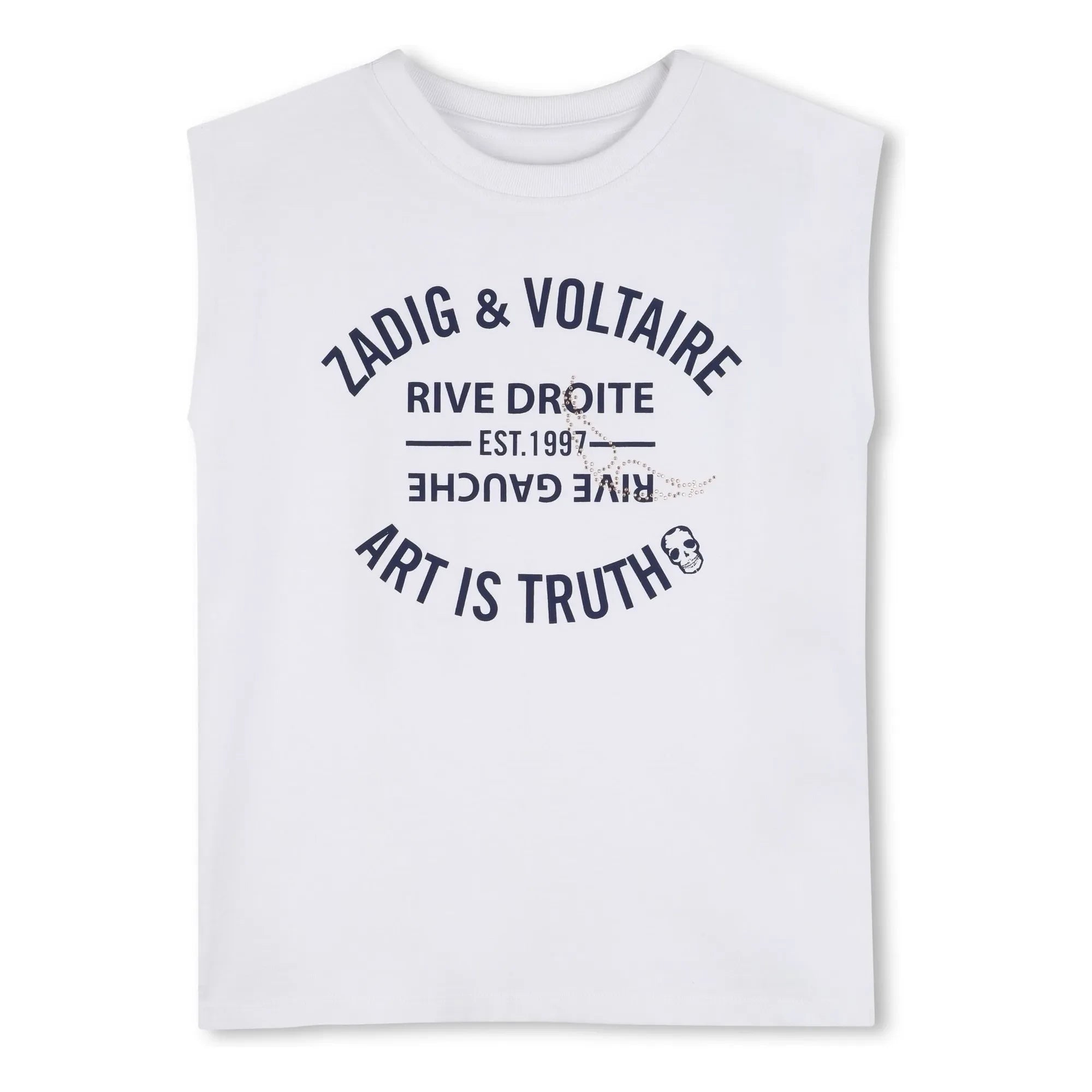 Zadig & Voltaire - Logo Strass Jersey Tişört | Beyaz