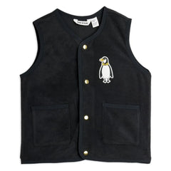 Mini Rodini - Penguin Kolsuz Yelek Geri Dönüştürülmüş Elyaflar | Siyah