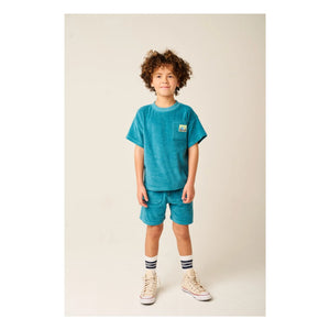 Tumble N'Dry - Morea Oversize Organik Pamuklu Havlu Tişört | Peacock Blue