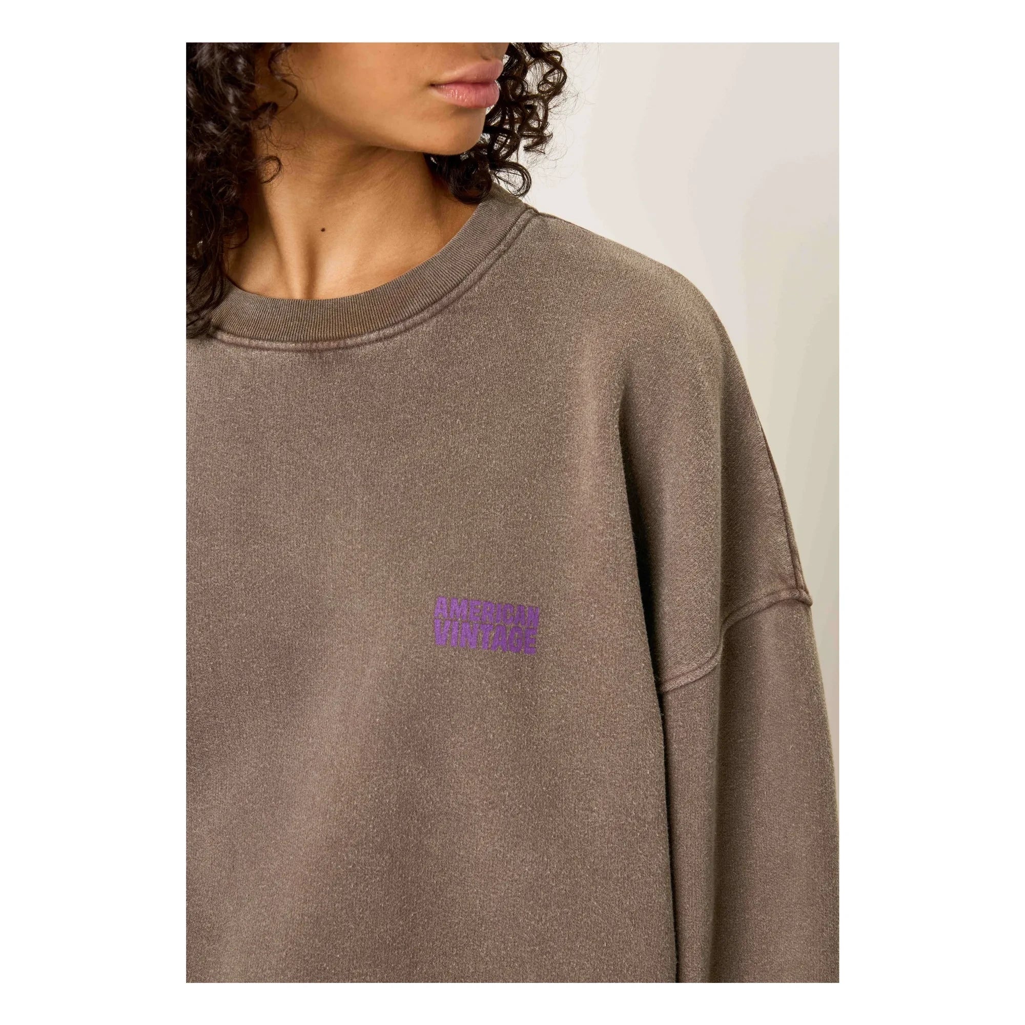 American Vintage - Plizzy Pamuklu Sweatshirt | Kahverengi