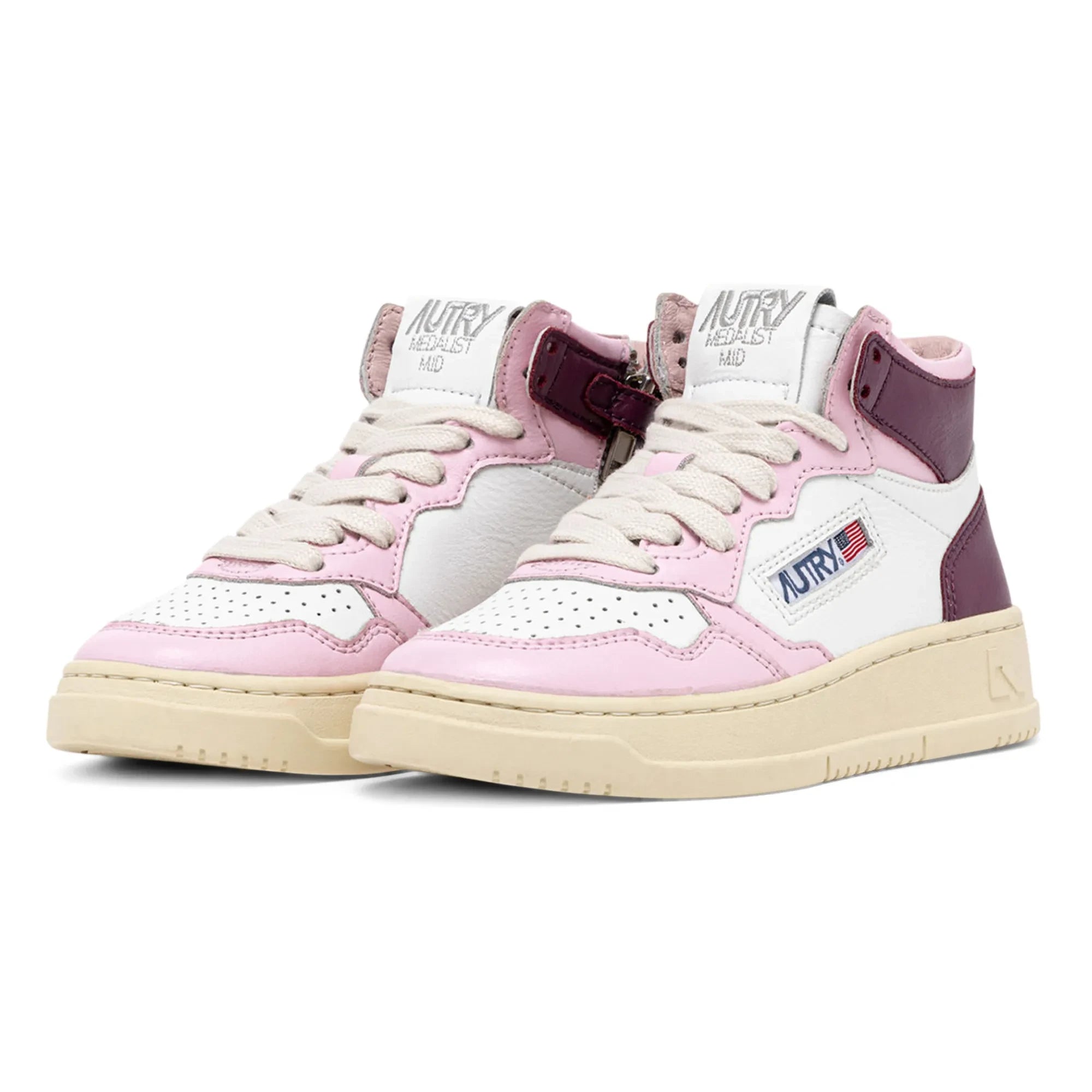 Autry - İki Renkli Çocuk Medalist Orta Bilek Deri Sneaker | Pembe