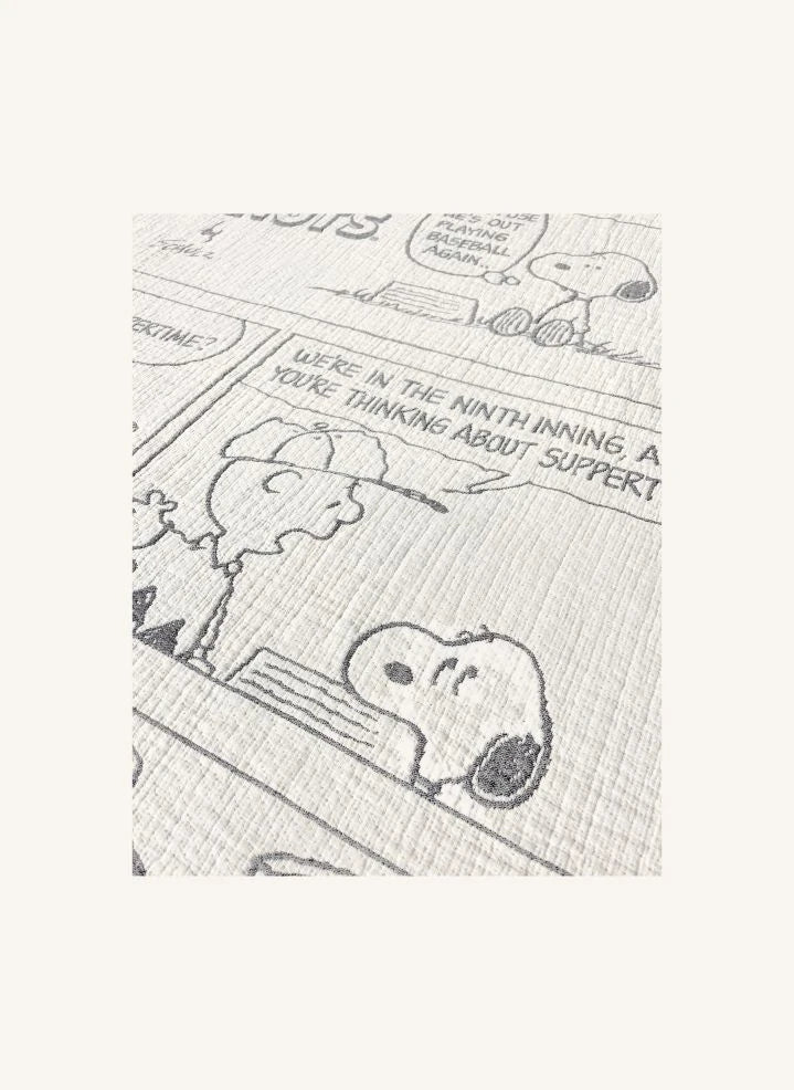 Maison Deux - Maison Deux x Peanuts | بطانية قطنية مطبوعة ببيسبول البيضاء