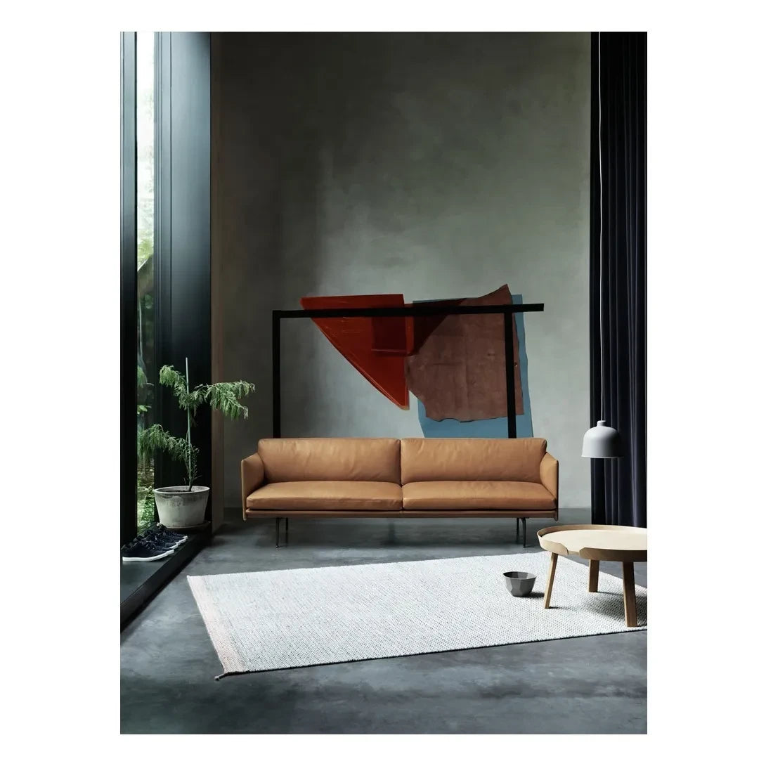 Muuto - Outline Deri 3 Kişilik Kanepe | Konyak