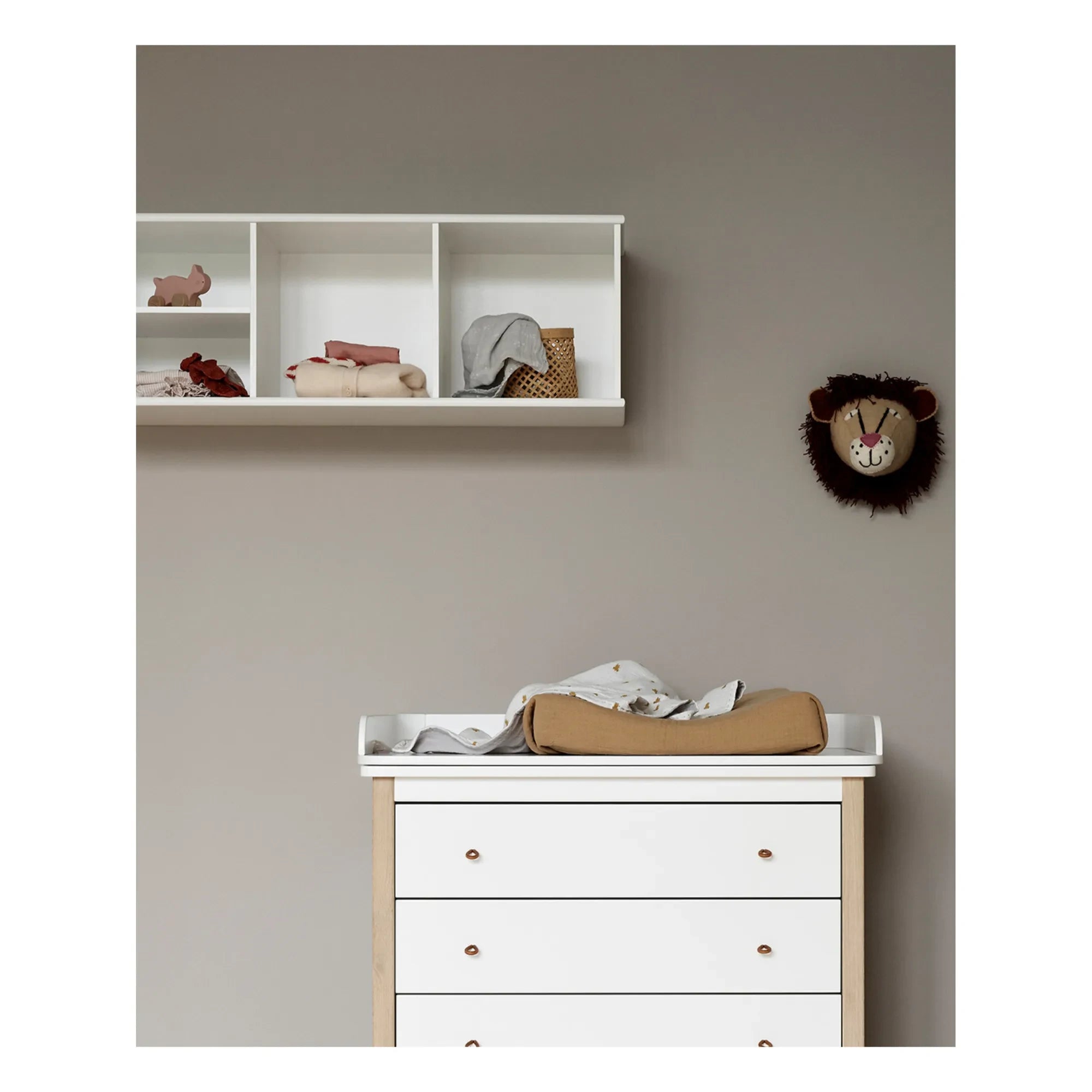 Oliver Furniture - 3x1 Yatay Ahşap Duvara Monte Raf | Beyaz