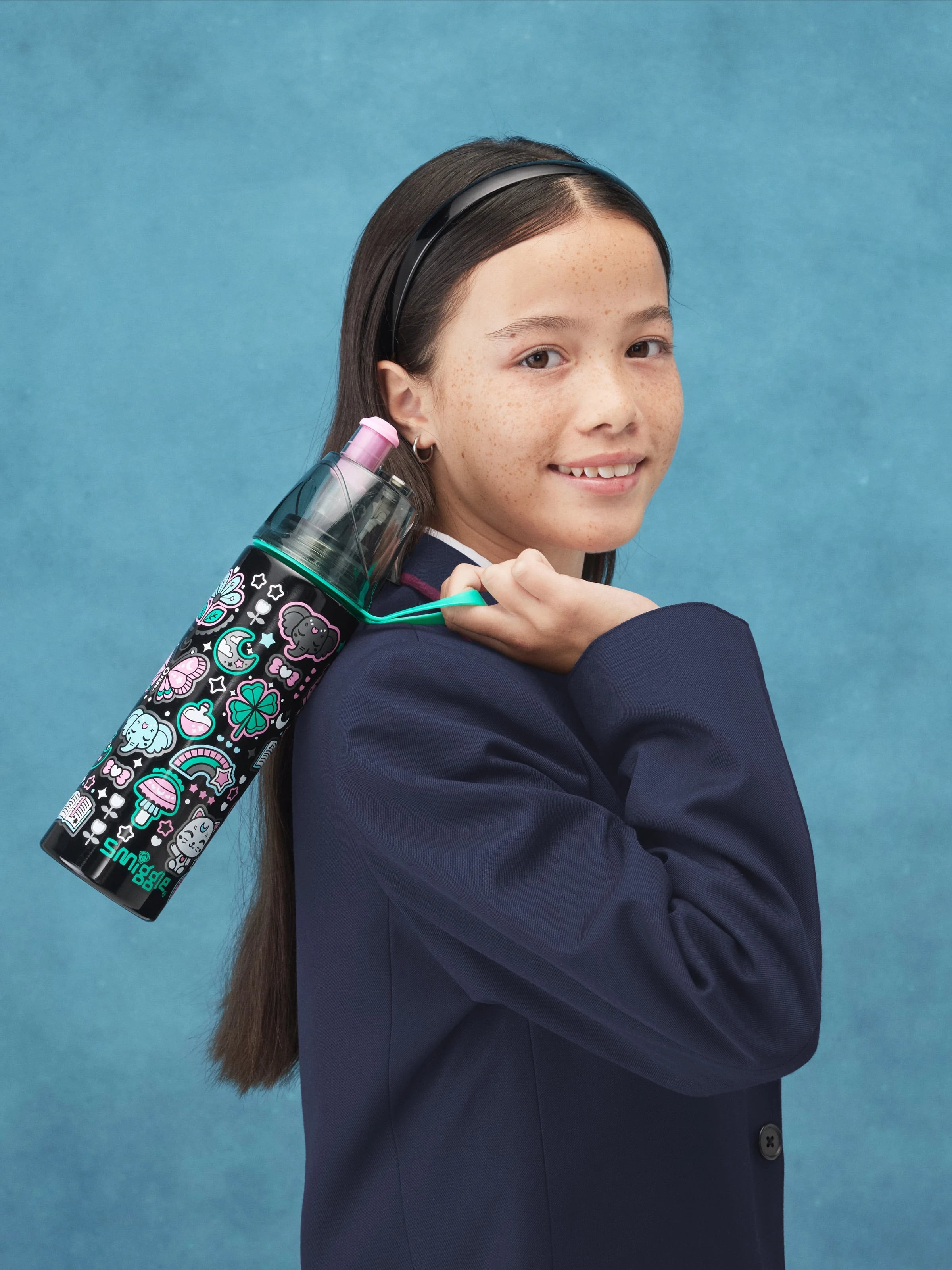 Smiggle - Aspire 500ML Paslanmaz Çelik Su Püskürtmeli Matara