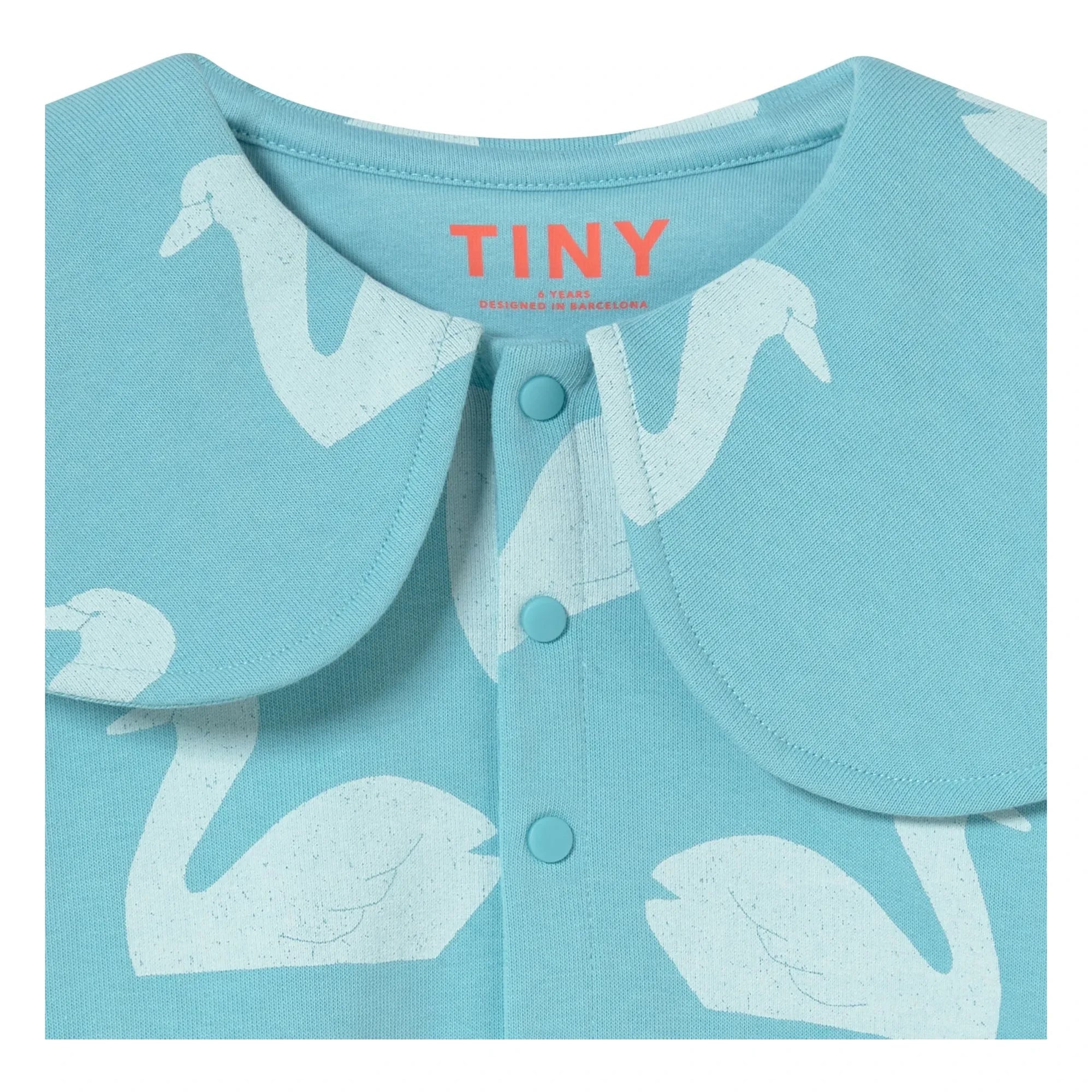 Tinycottons - Düğmeli Yaka Sweatshirt Kuğular | Açık mavi