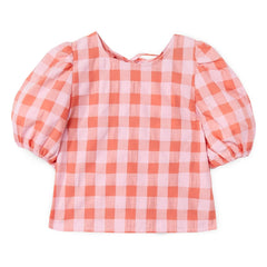 Mipounet - Mirelle Vichy Balon Kollu Bluz | Pembe