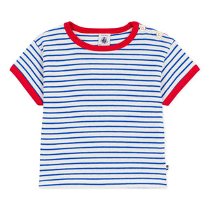 Petit Bateau - Çizgili Petek Dokulu Tişört | Ekru