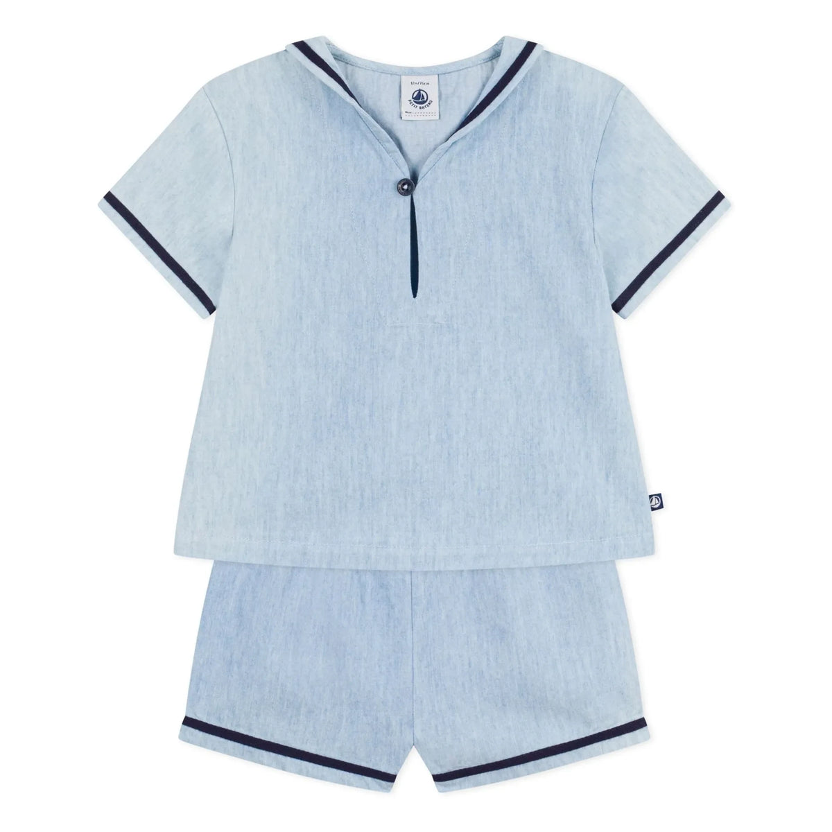 Petit Bateau - Chambray Üst ve Yaka Seti | Açık Mavi
