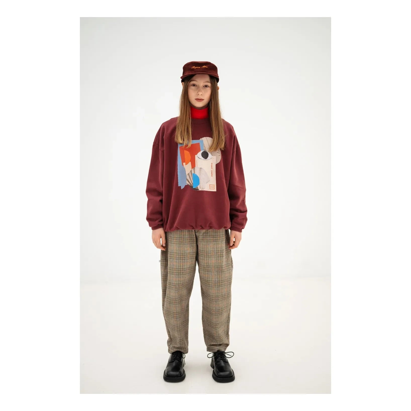 Repose AMS - Rahat Organik Pamuklu Sweatshirt | Bordo