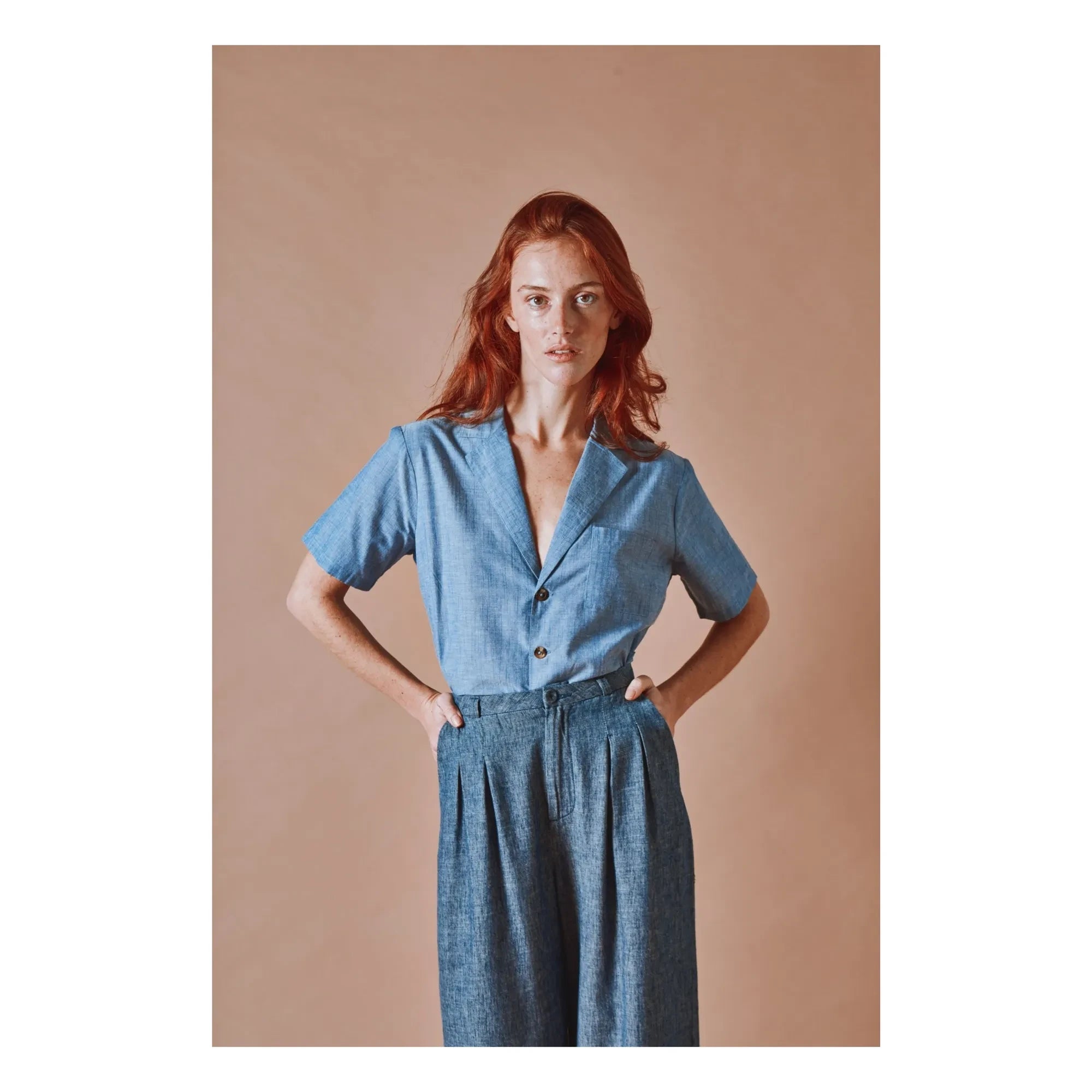 Emile et Ida - Mavi Pamuklu Chambray Bluz