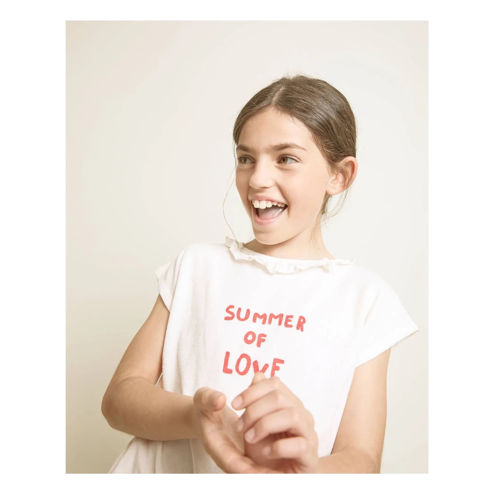 Búho - Summer Of Love Fırfırlı Terry T-Shirt | Ekru