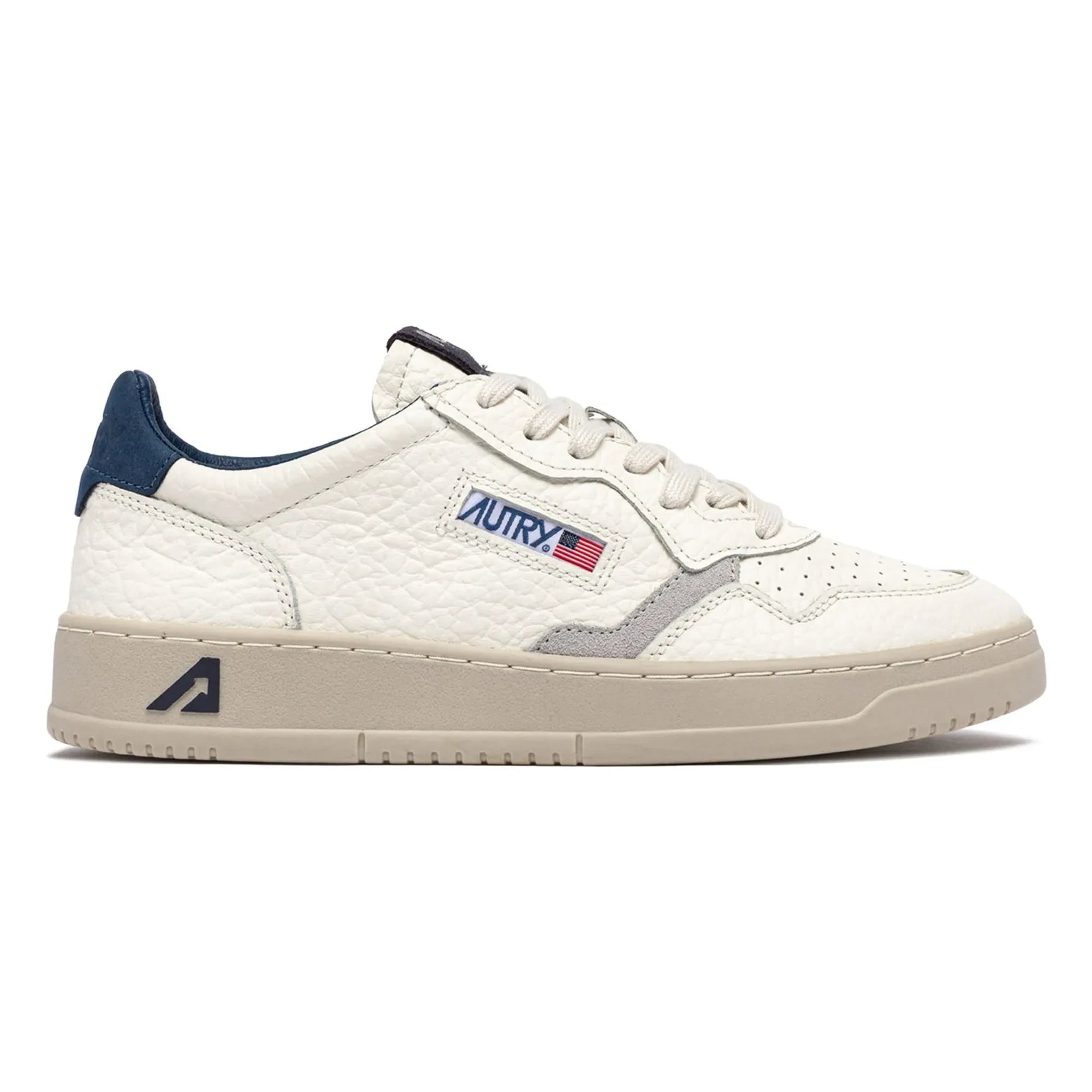 Autry - Medalist Düşük Dokulu Deri ve Süet Sneaker | Mavi
