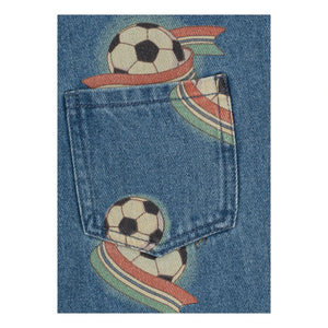 Konges Sløjd - Magot Organik Pamuk Denim Futbol Salopeti | Mavi