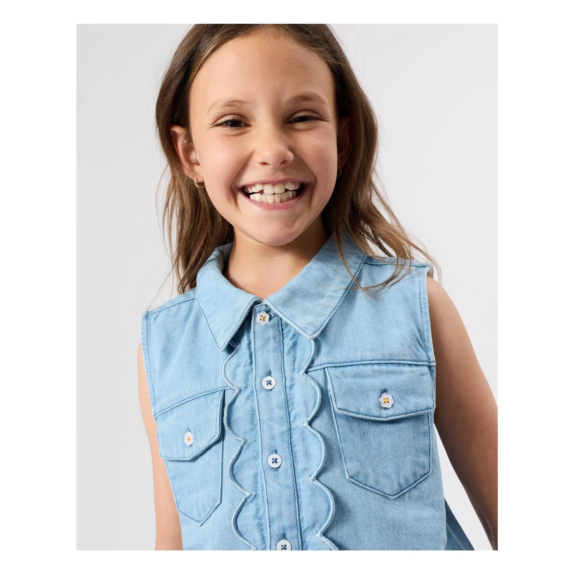 Goldie + Ace - Kolsuz Chambray Yelek | Mavi
