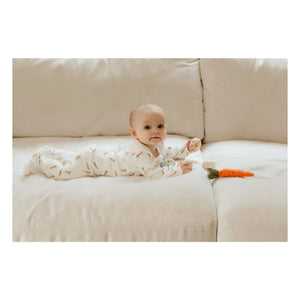 Petit Lem - Havuç Ayaklı Pijama, Fitilli Organik Pamuk | Beyaz