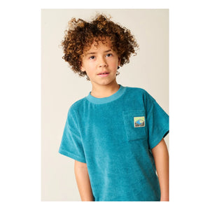Tumble N'Dry - Morea Oversize Organik Pamuklu Havlu Tişört | Peacock Blue