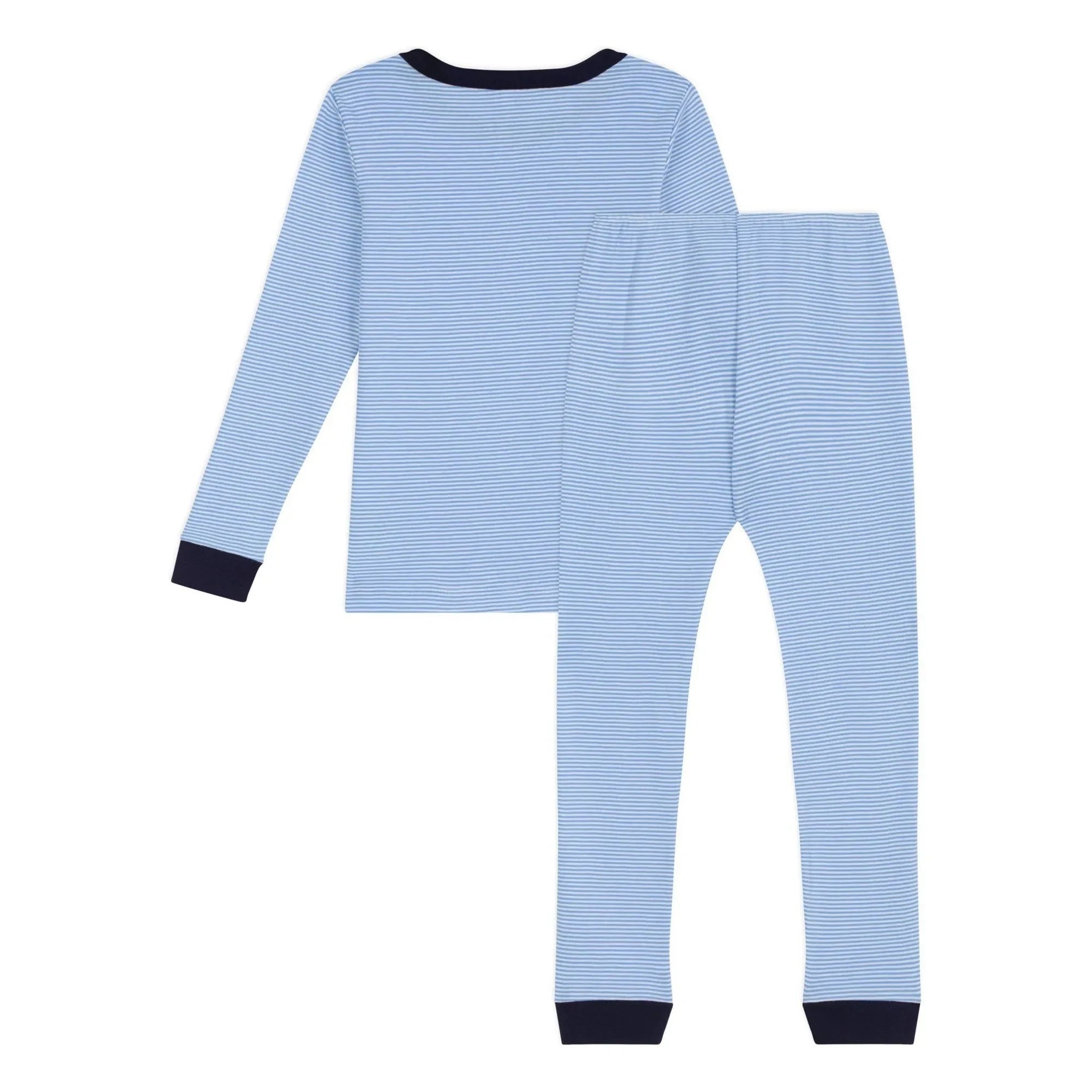 Petit Bateau - Milleraies Organik Pamuklu Dar Kesim Çizgili Pijama | Mavi