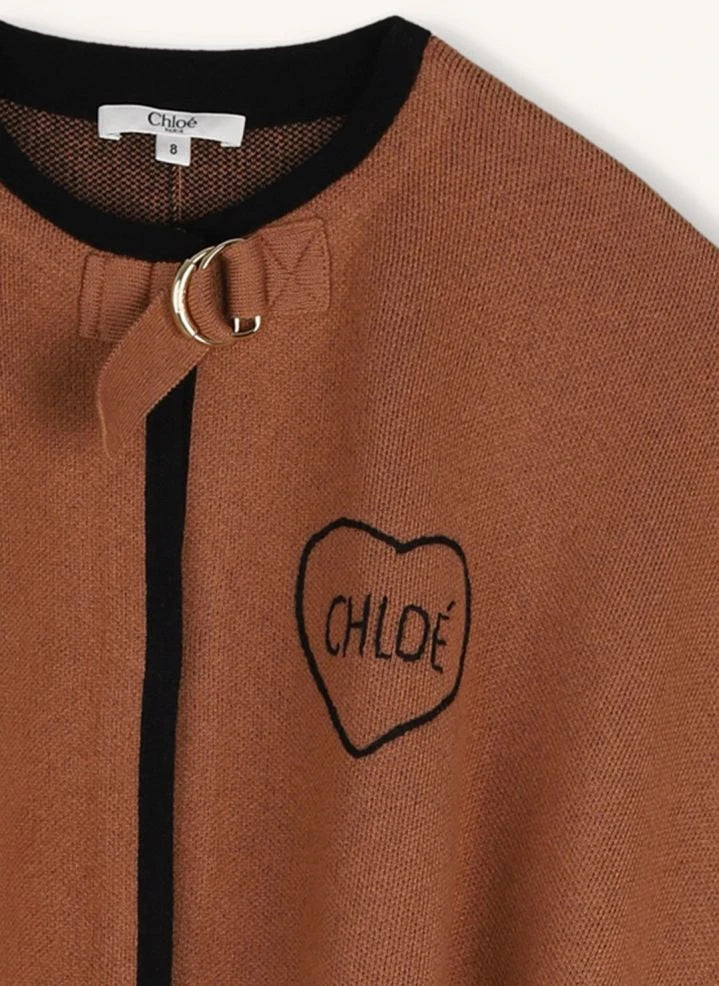 Chloé - Organik Pamuklu Örme Pelerin | Karamel