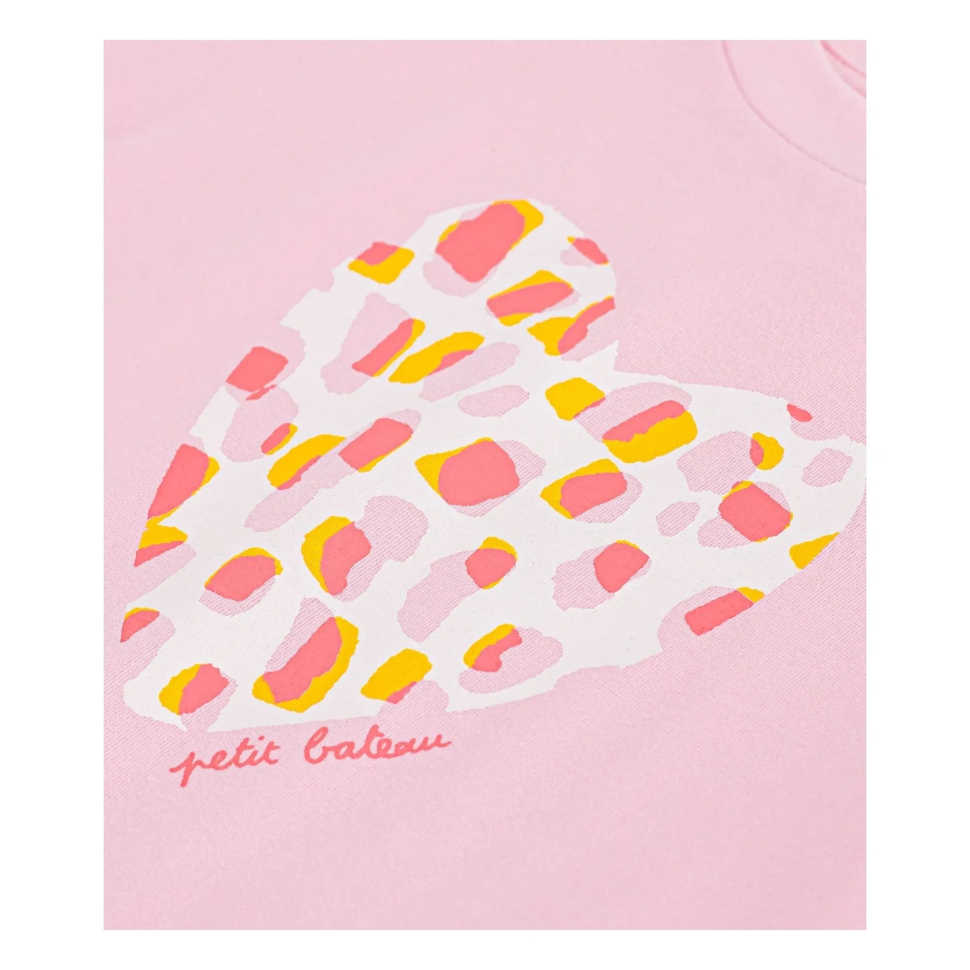 Petit Bateau - Organik Pamuk Kalp Tişört | Pembe