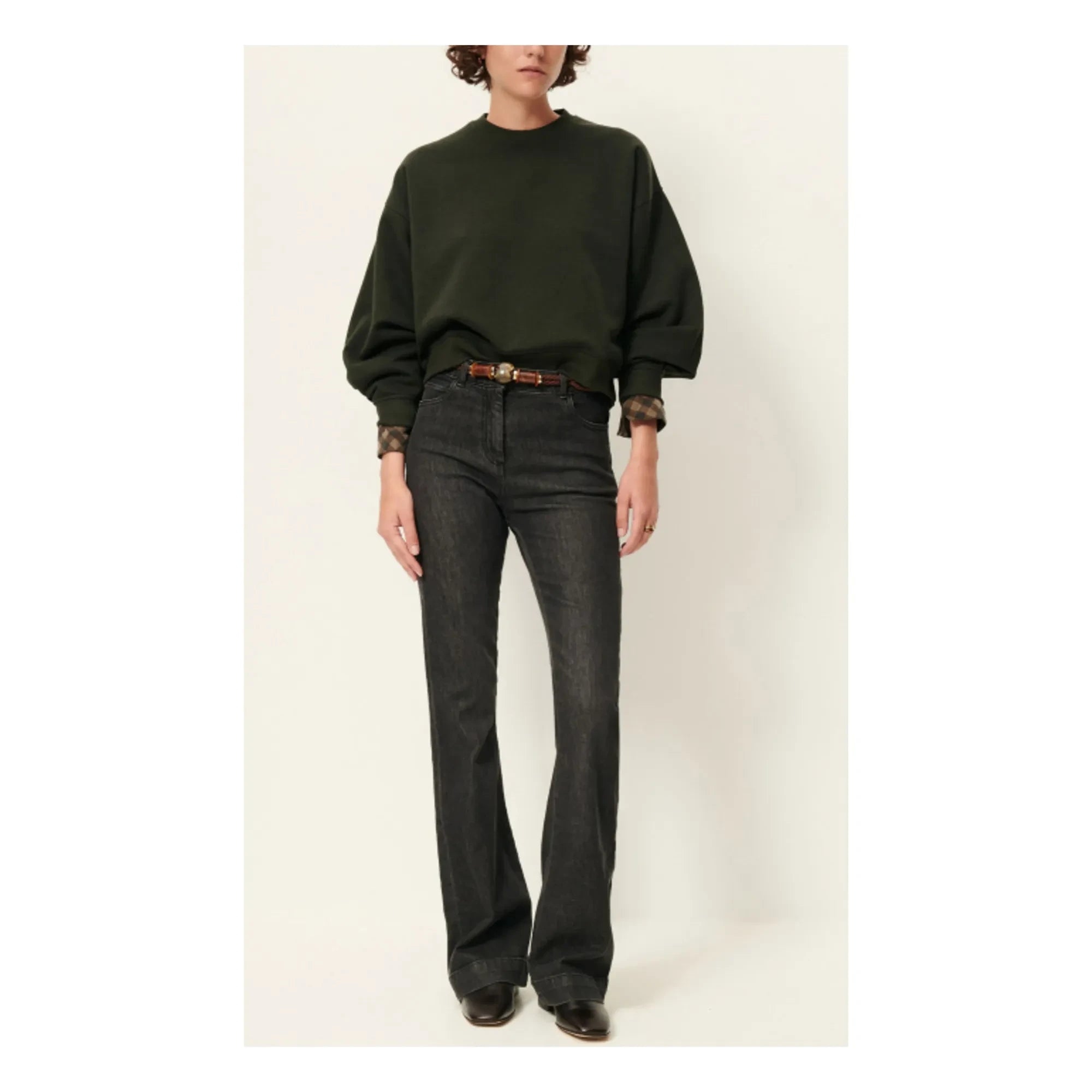 Sessùn - Yuki Metalik Sweatshirt | Koyu yeşil