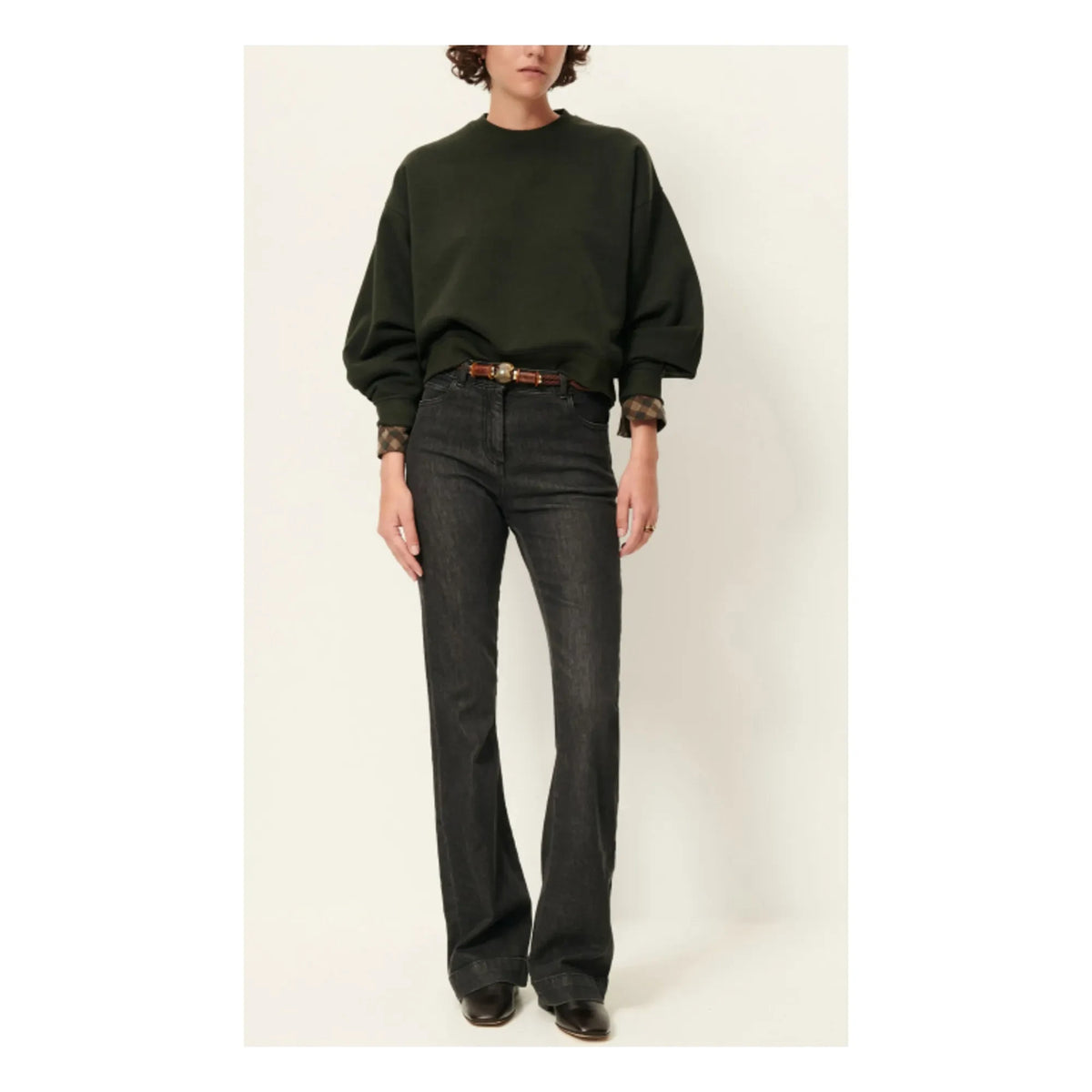 Sessùn - Yuki Metalik Sweatshirt | Koyu yeşil