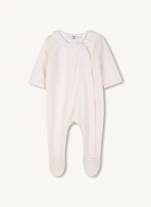 Chloé - Organik Pamuk İşlemeli Pijama, Şapka ve Önlük Seti | Lychee Pembe