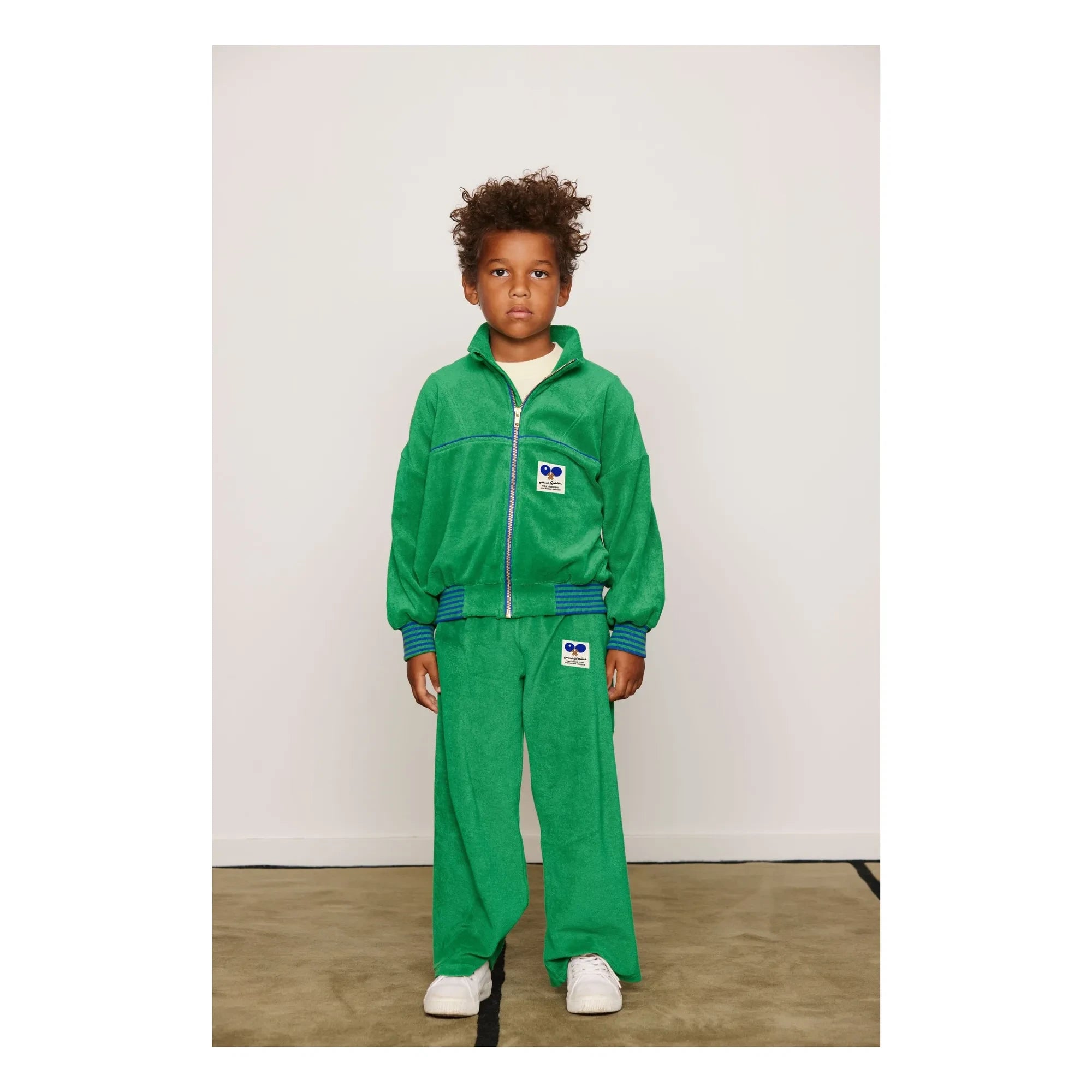 Mini Rodini - Organik pamuklu havlu fermuarlı sweatshirt | Yeşil
