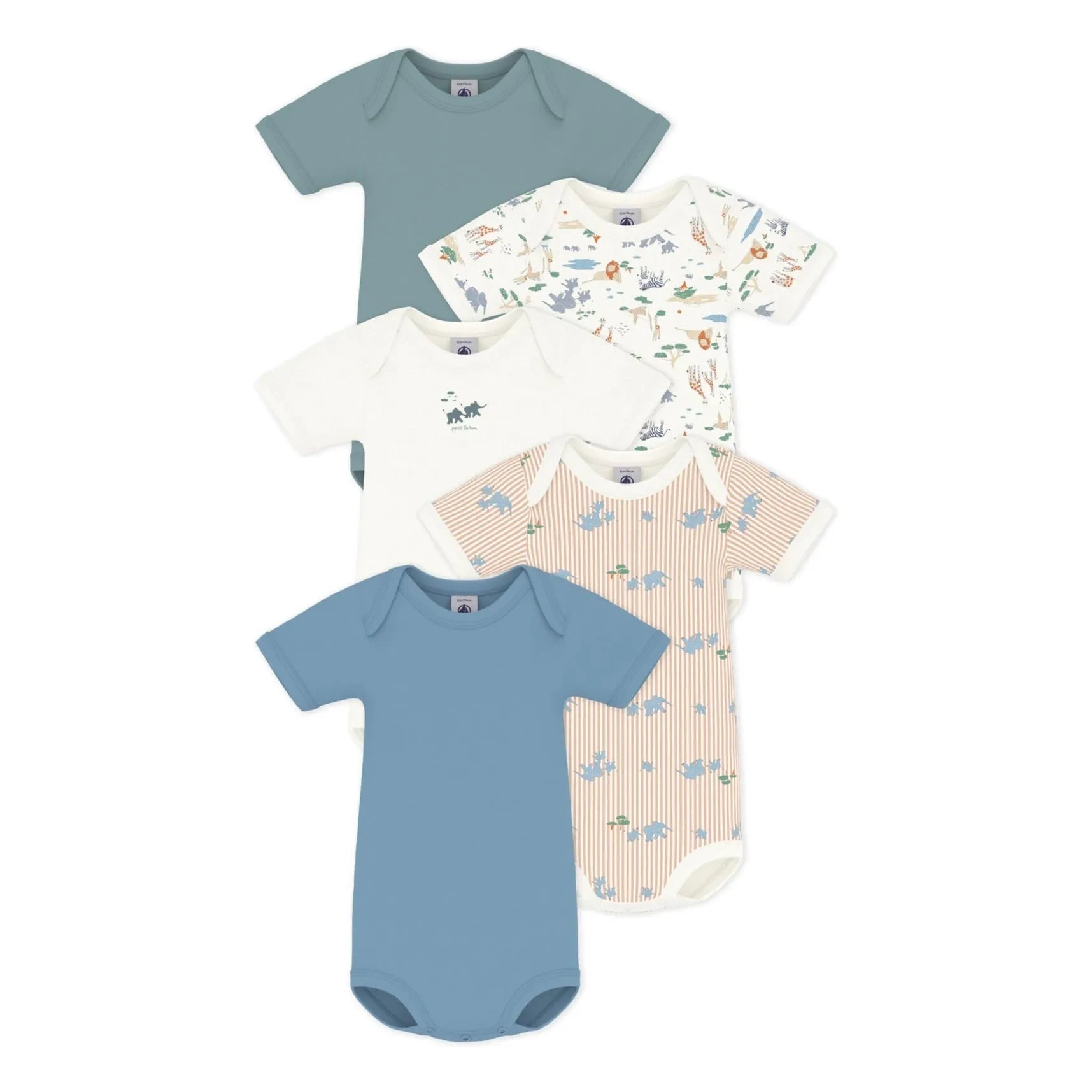 Petit Bateau - 5'li Organik Pamuklu Hayvan Figürlü Badi | Mavi