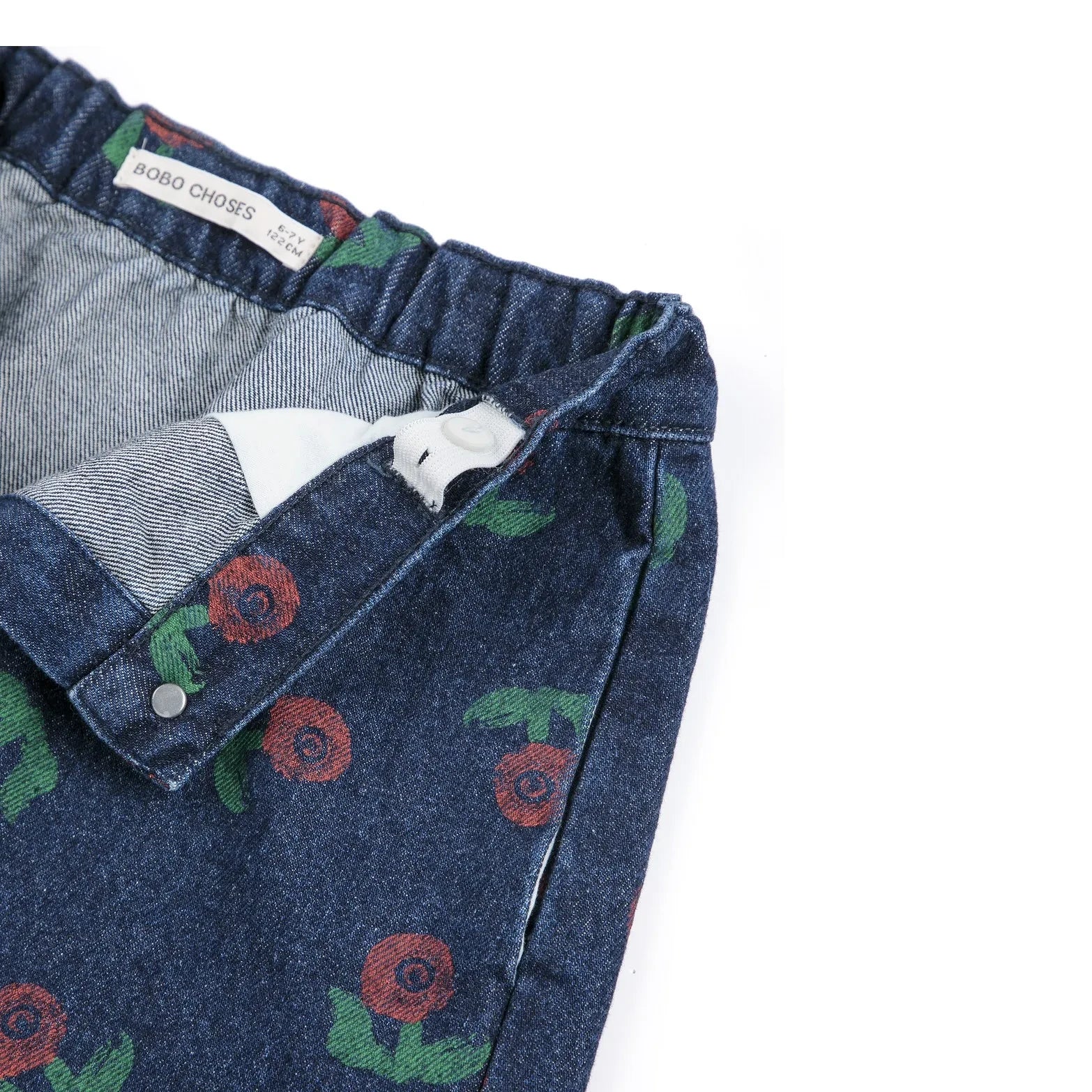 Bobo Choses - Organik Pamuk Denim Çiçek Desenli Etek | Lacivert