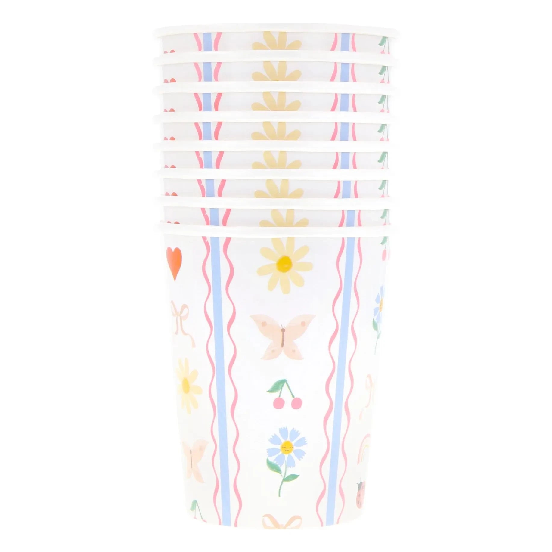 Meri Meri - Little Garden bardaklar - 8'li Set | Ekru